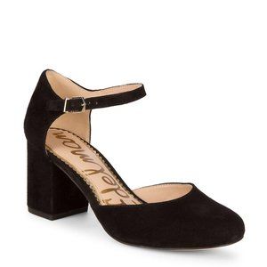 Sam Edelman Clover Block Heels, Black Suede, Size 8